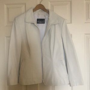 Winter white leather coat